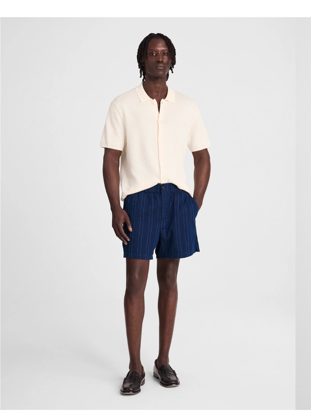 Madewell Men's Everywear Shorts Blue Indigo Stripe Size XL NWT - Picture 3 of 7